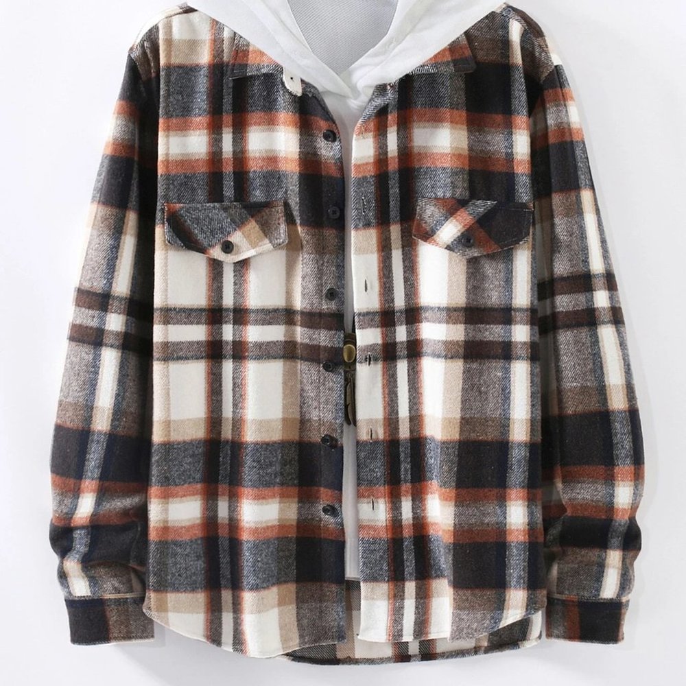 Preppy Plaid Print Men's Overcoat - Picture 2 of 9